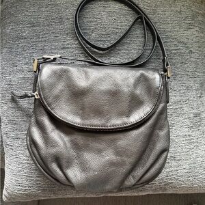 Classic Black Leather Crossbody Bag with Flap